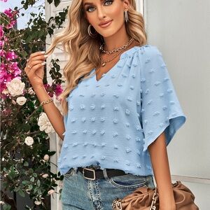 Sky Blue Women's Short Sleeve Top